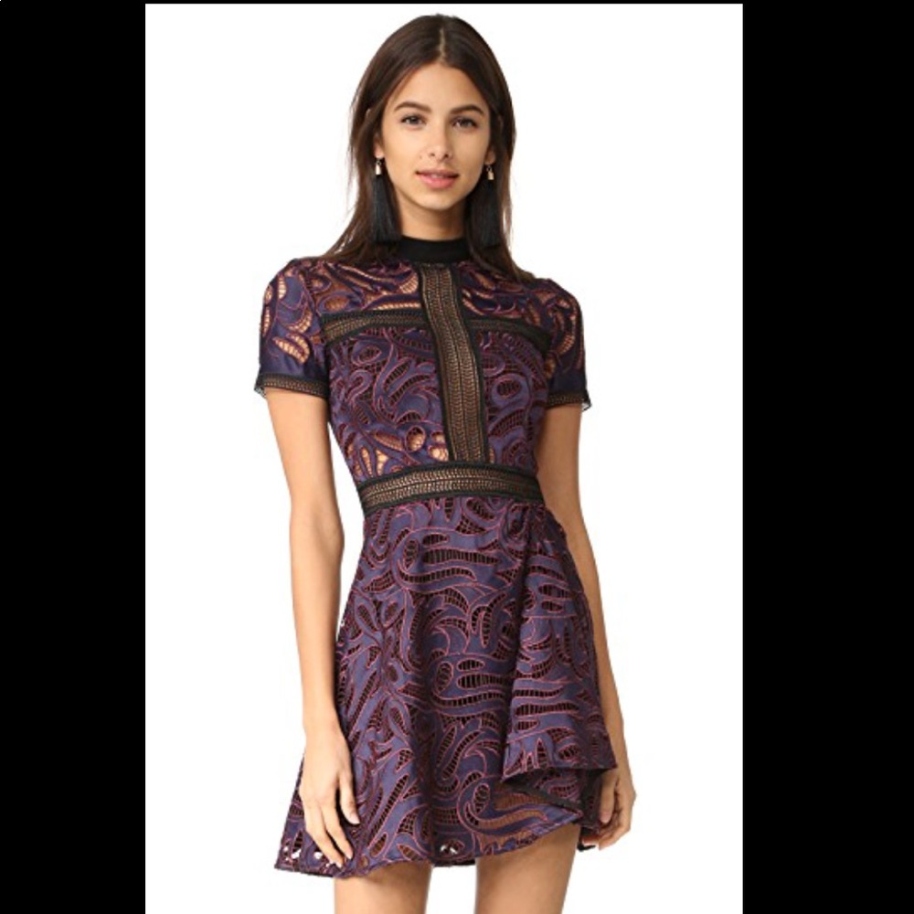 Self Portrait Eliza Cutwork Mini Dress - purple